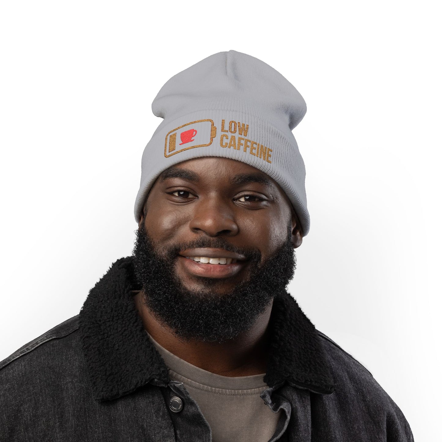 Gorro de punto de baja cafeína — Bordado