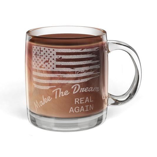 Etched Glass Mug - Make The Dream Real Again - 12.25oz