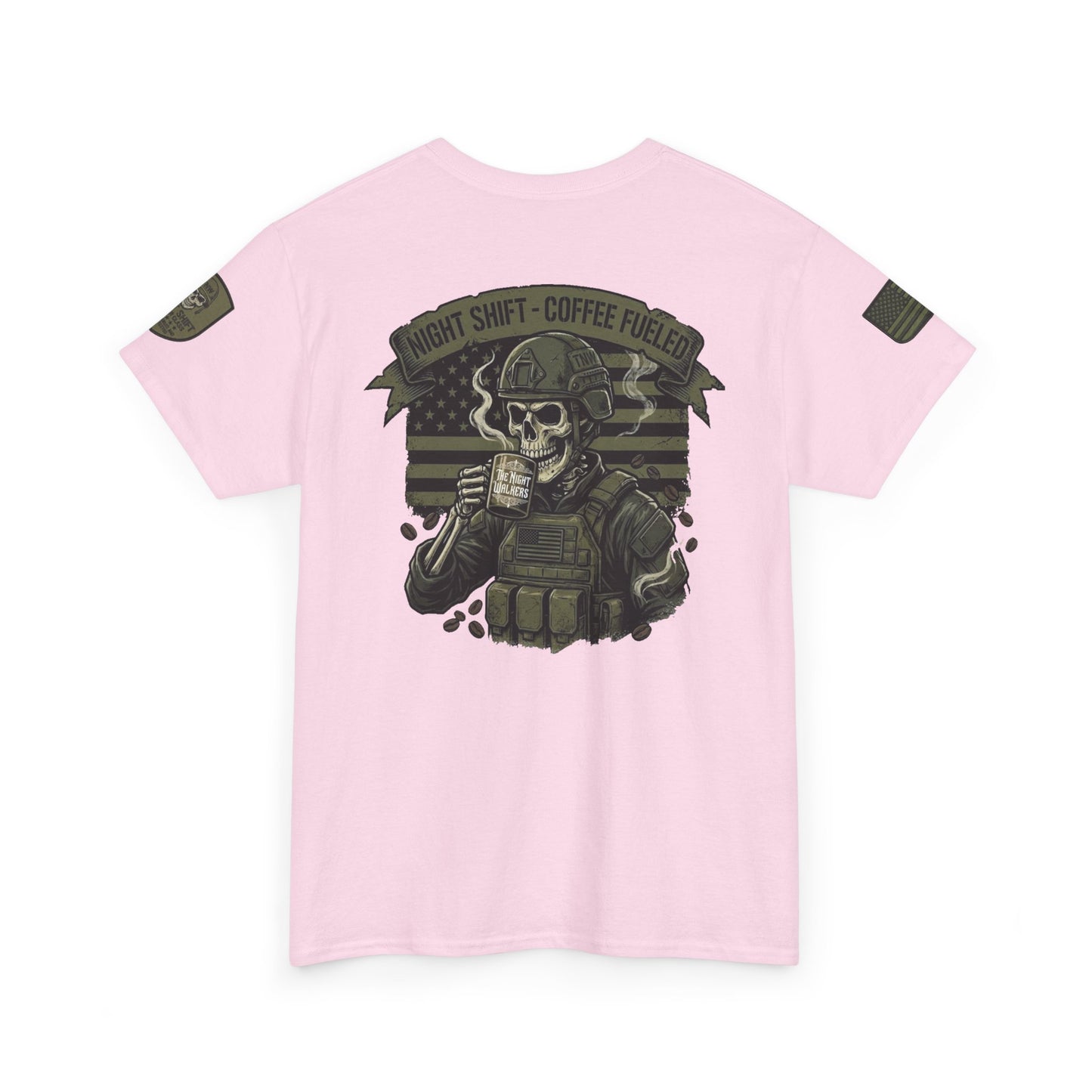 Camiseta Táctica con Calavera "Turno Nocturno, con Café"