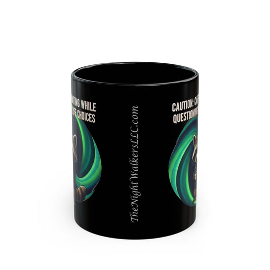 Caffeinating While Questioning My Life Choices — Cute Raccoon Coffee Cup (11oz/15oz)