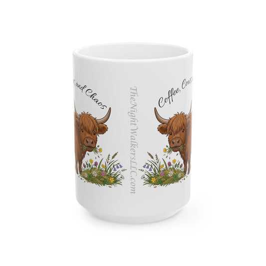Highland Cow — "Coffee, Chaos, Cuddles" (11oz/15oz)