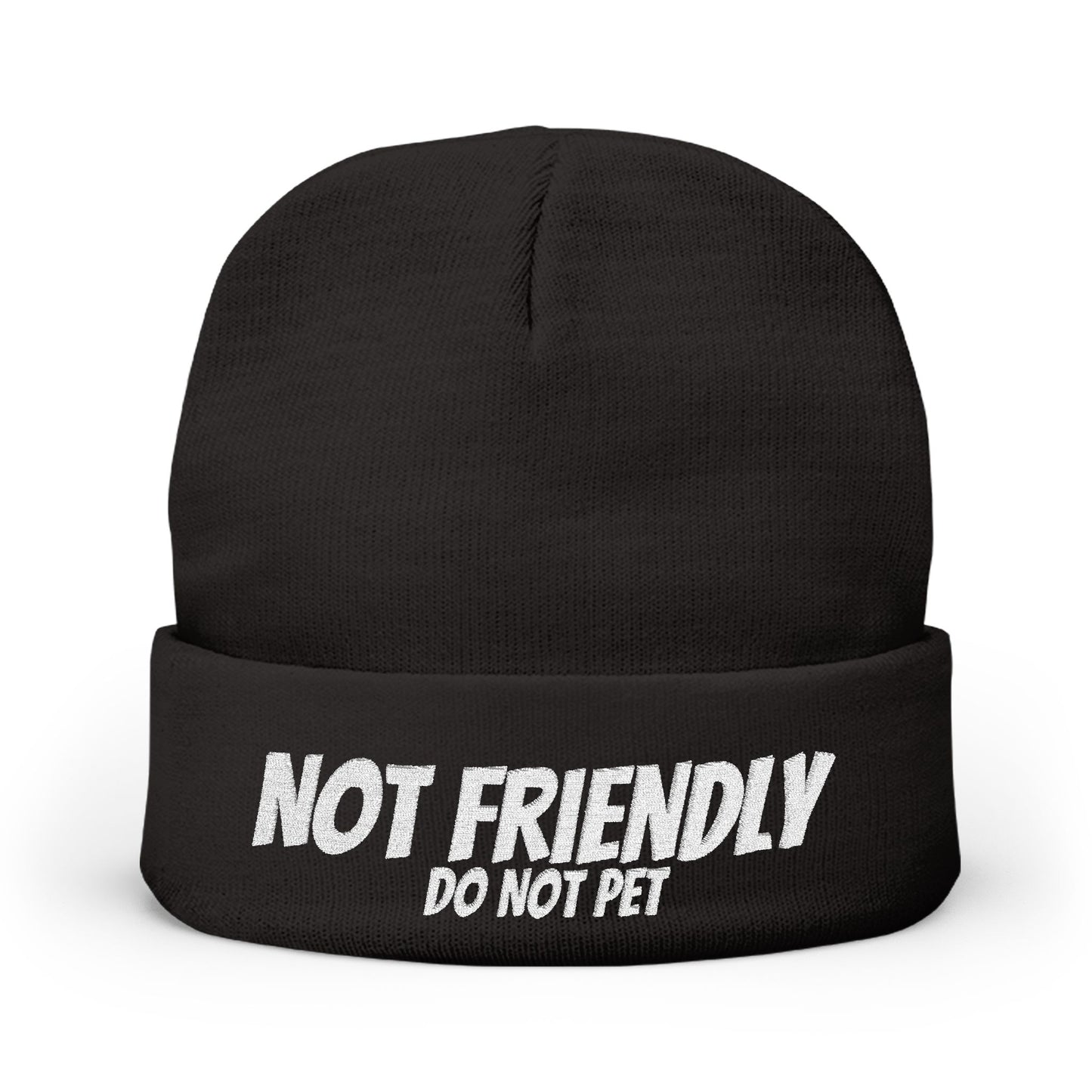 Not Friendly - Knit Beanie (Embroidery) Dark