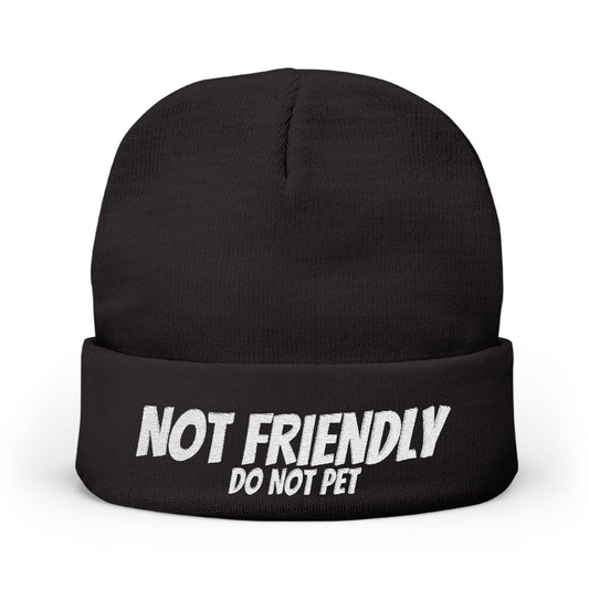 Not Friendly - Knit Beanie (Embroidery) Dark