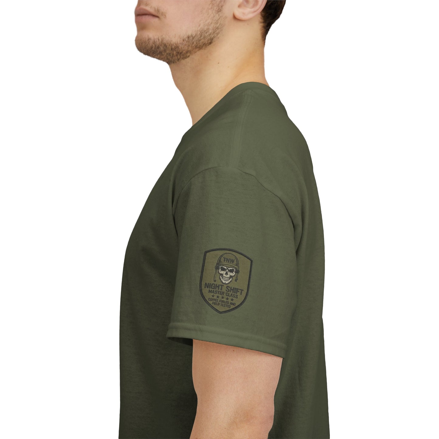 "Night Shift, Coffee Fueled" Skull Tactical Tee