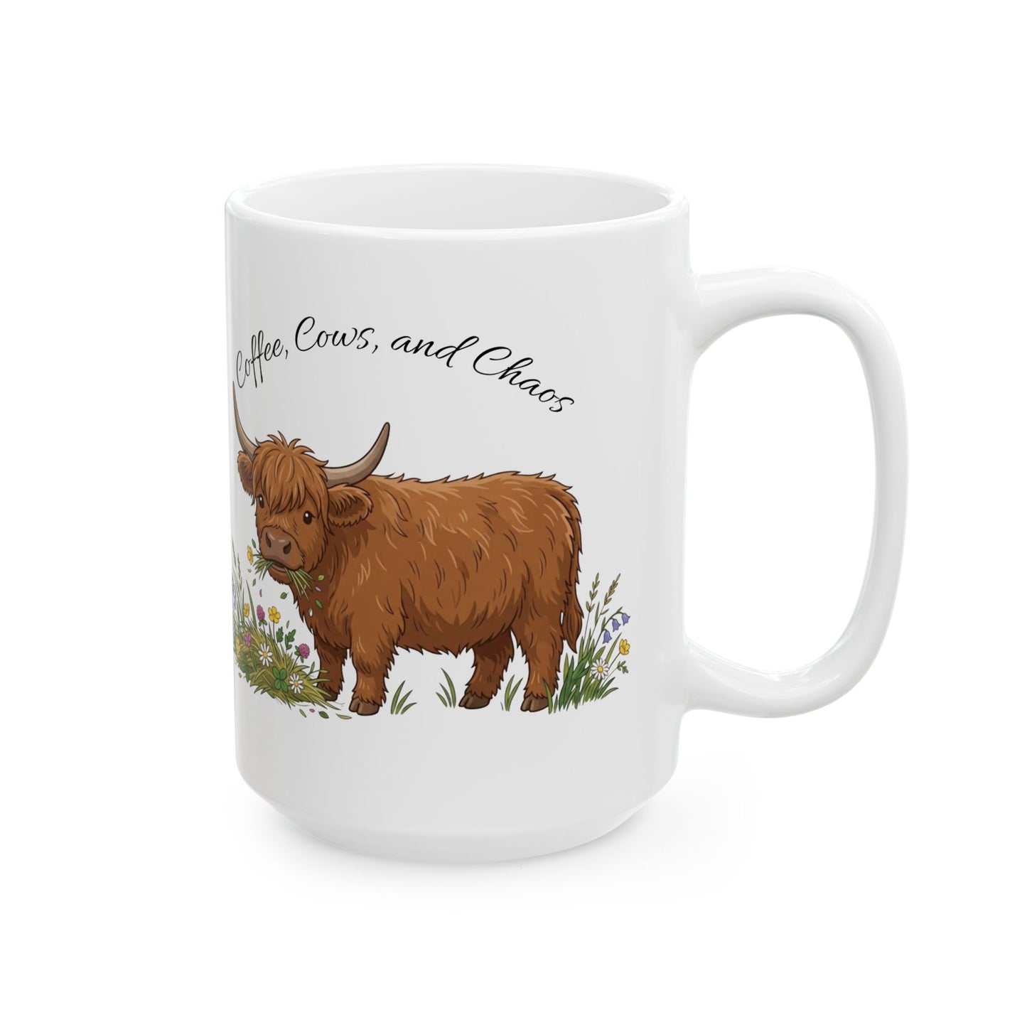 Highland Cow — "Coffee, Chaos, Cuddles" (11oz/15oz)