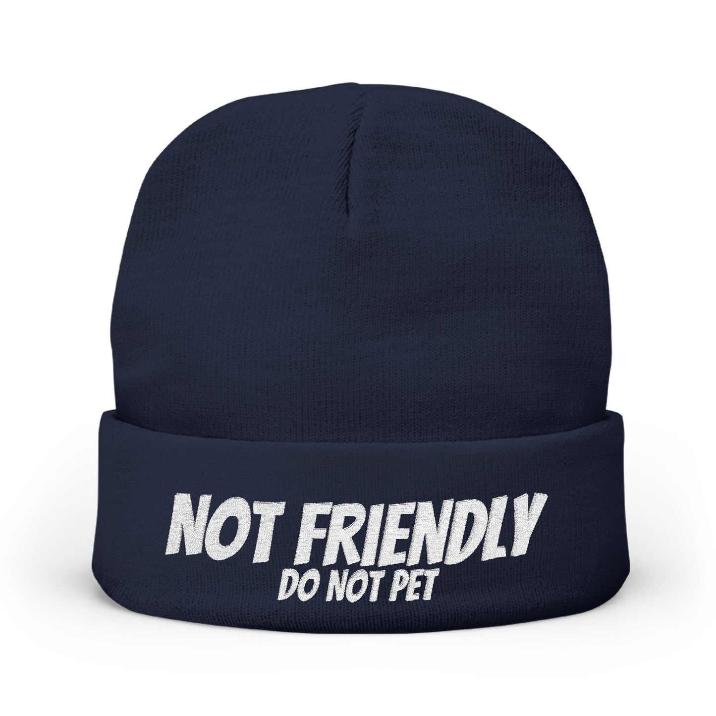 Not Friendly - Knit Beanie (Embroidery) Dark