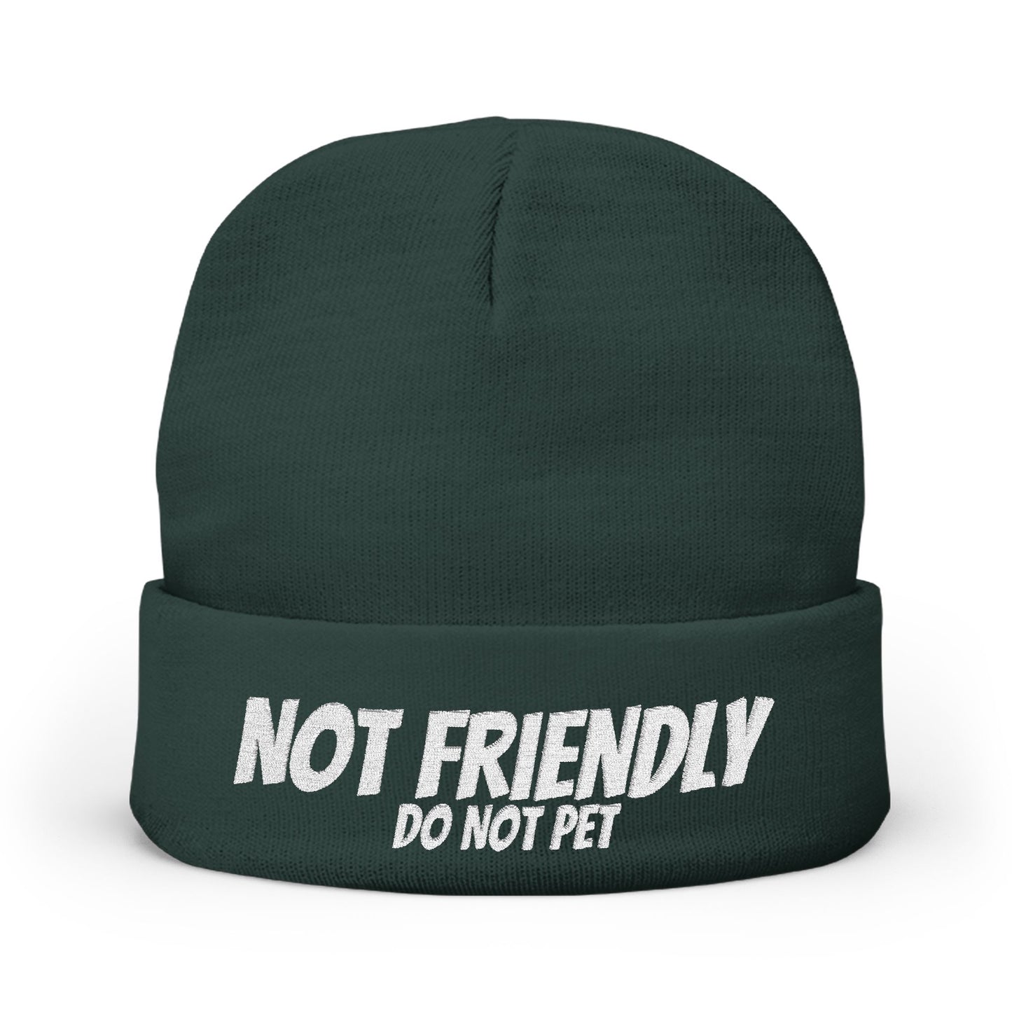 Not Friendly - Knit Beanie (Embroidery) Dark