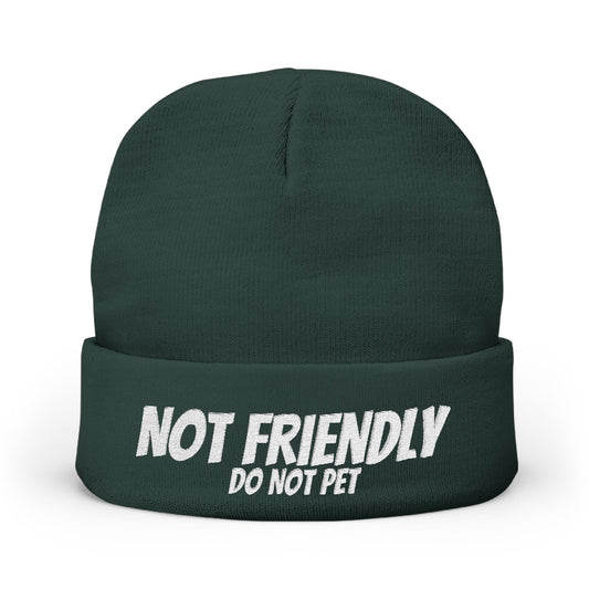 Not Friendly - Knit Beanie (Embroidery) Dark