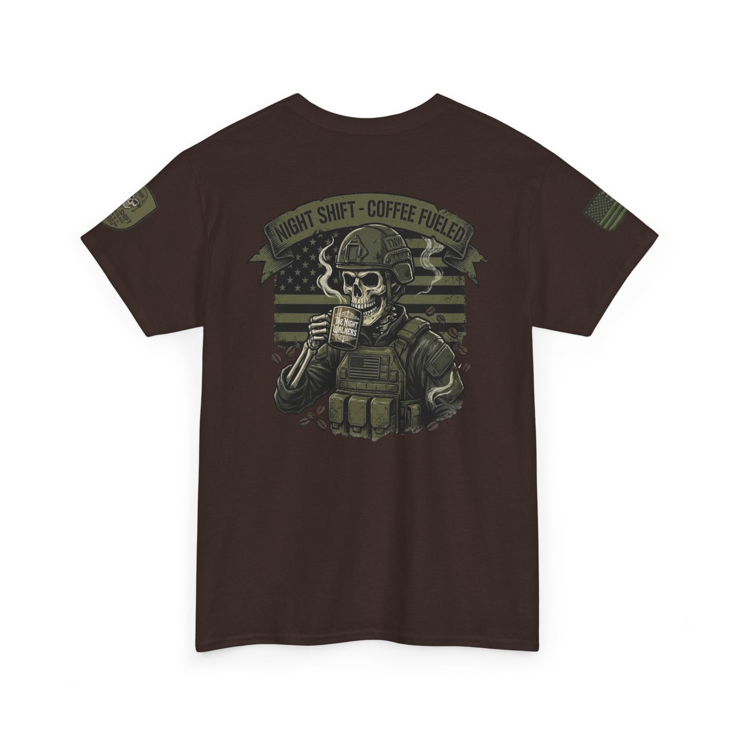 "Night Shift, Coffee Fueled" Skull Tactical Tee