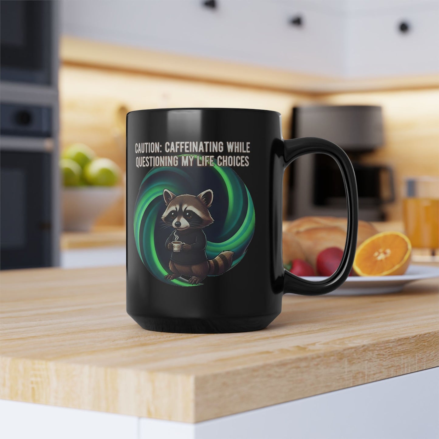 Cafeinándome mientras cuestiono mis decisiones de vida - Taza de café de mapache adorable (325ml/444ml)
