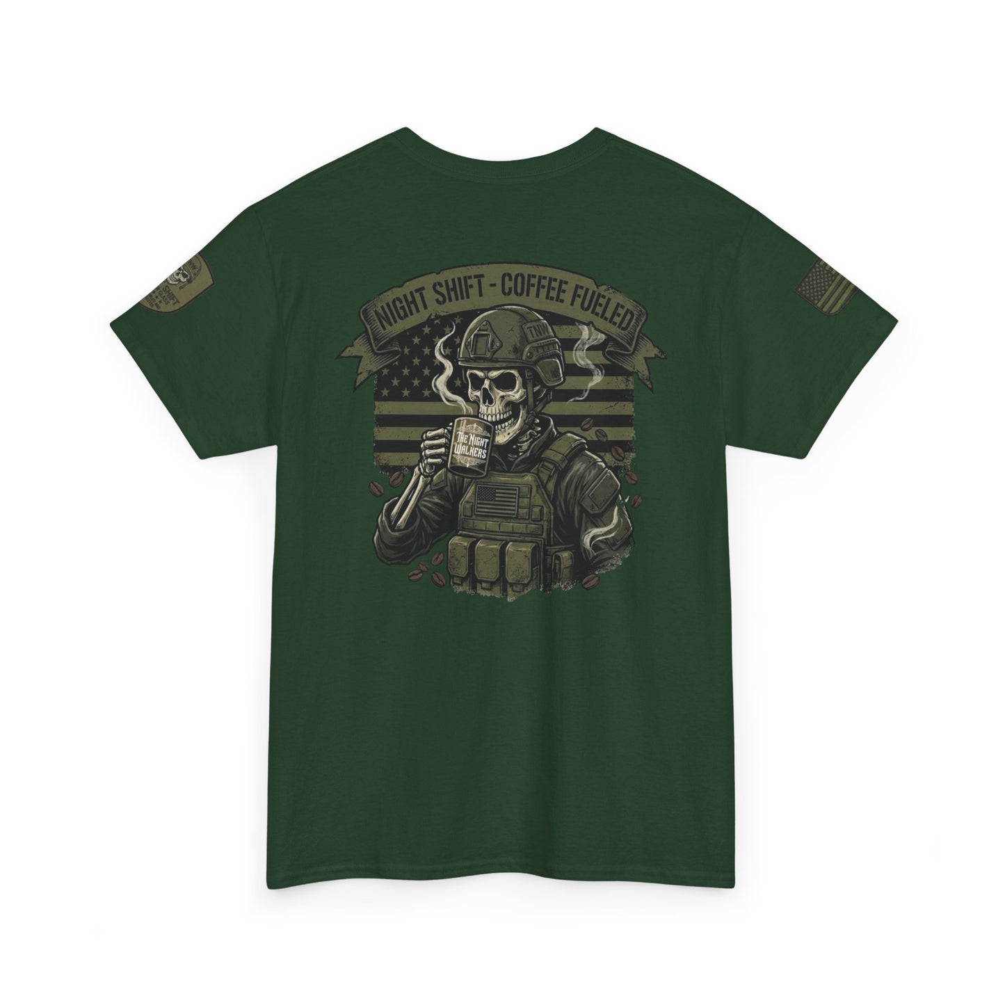 "Night Shift, Coffee Fueled" Skull Tactical Tee