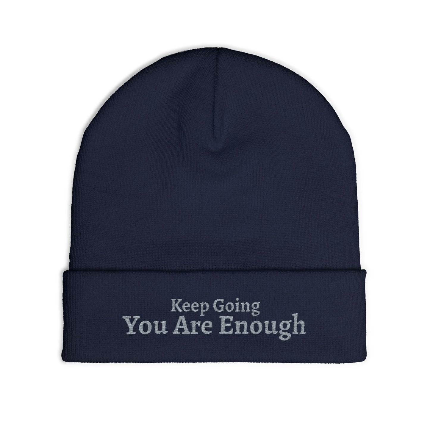 Gorro tejido "Eres Suficiente" — Bordado (oscuro)