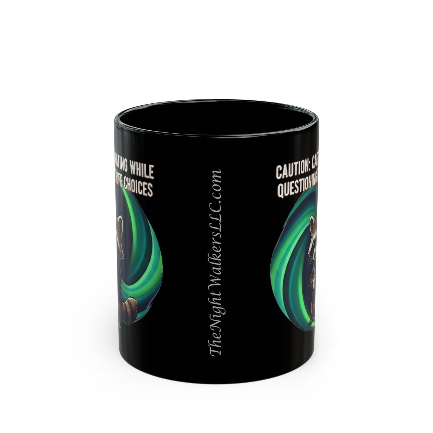 Cafeinándome mientras cuestiono mis decisiones de vida - Taza de café de mapache adorable (325ml/444ml)