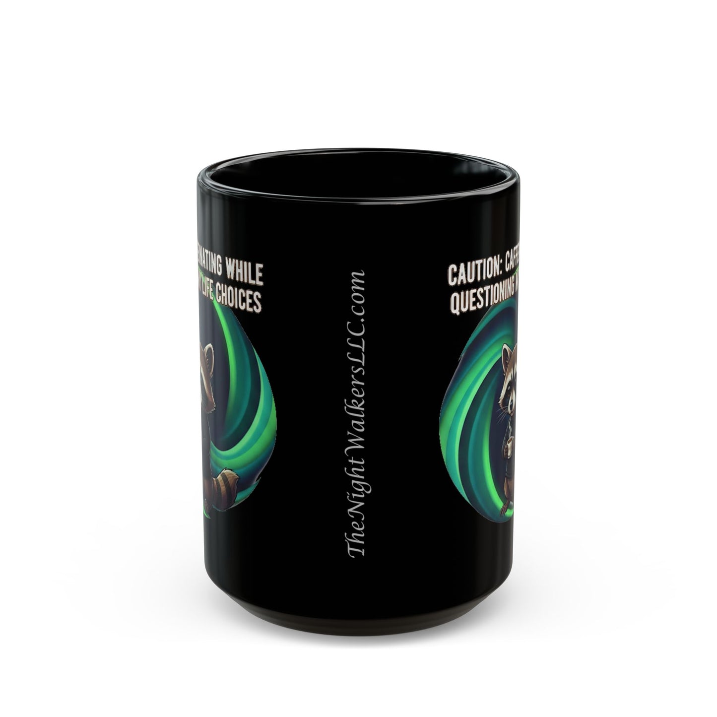 Cafeinándome mientras cuestiono mis decisiones de vida - Taza de café de mapache adorable (325ml/444ml)