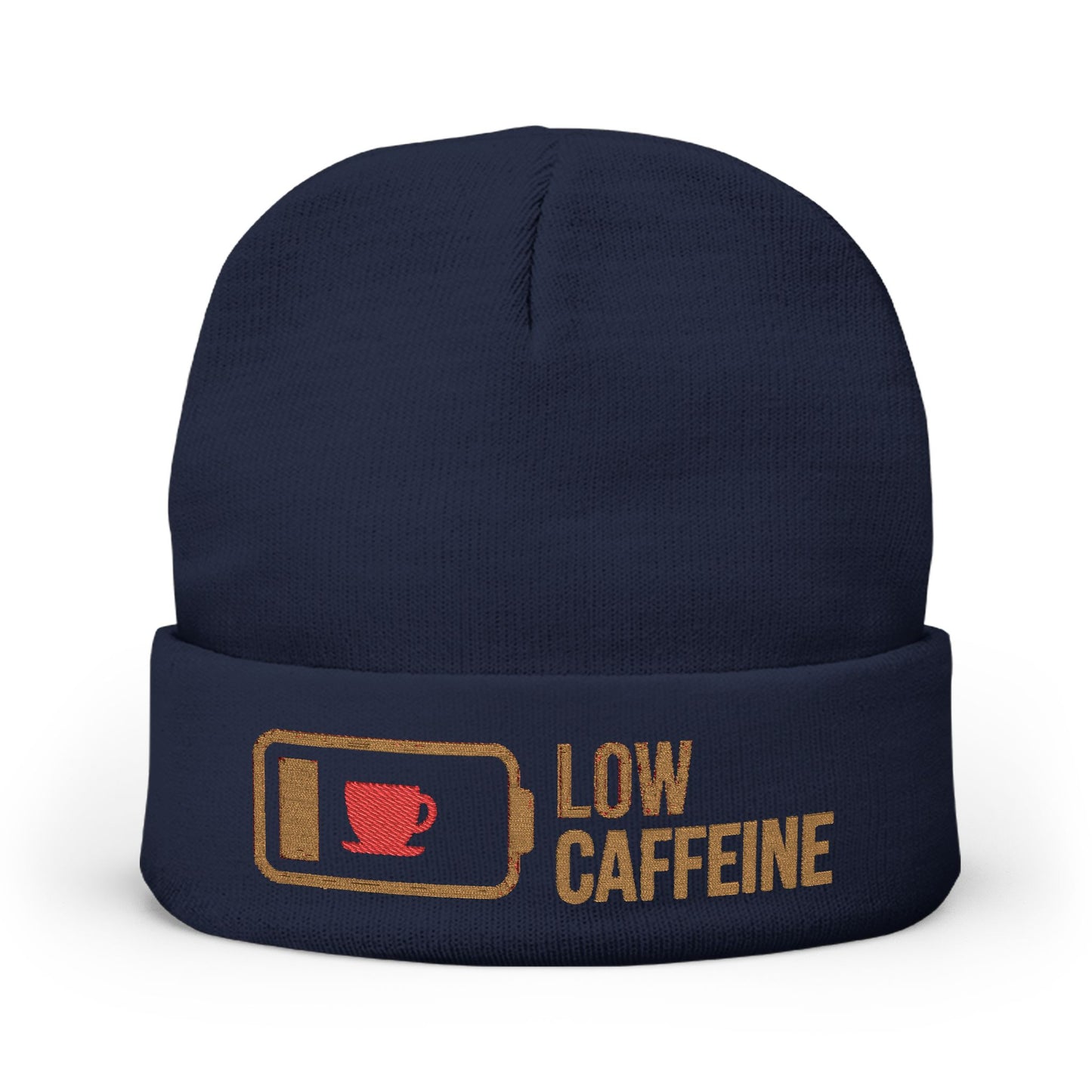Low Caffeine Knit Beanie — Embroidered