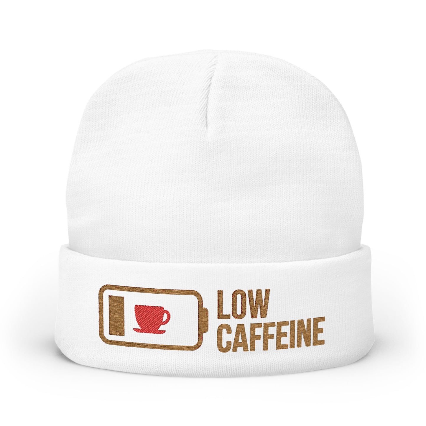 Low Caffeine Knit Beanie — Embroidered