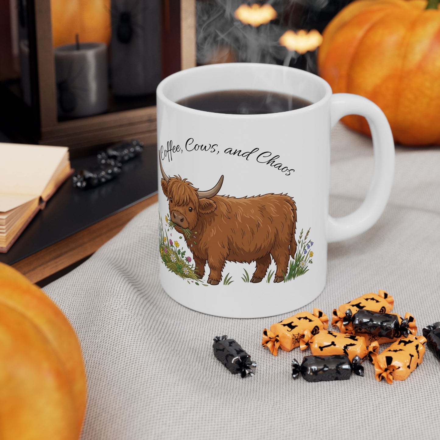 Highland Cow — "Coffee, Chaos, Cuddles" (11oz/15oz)