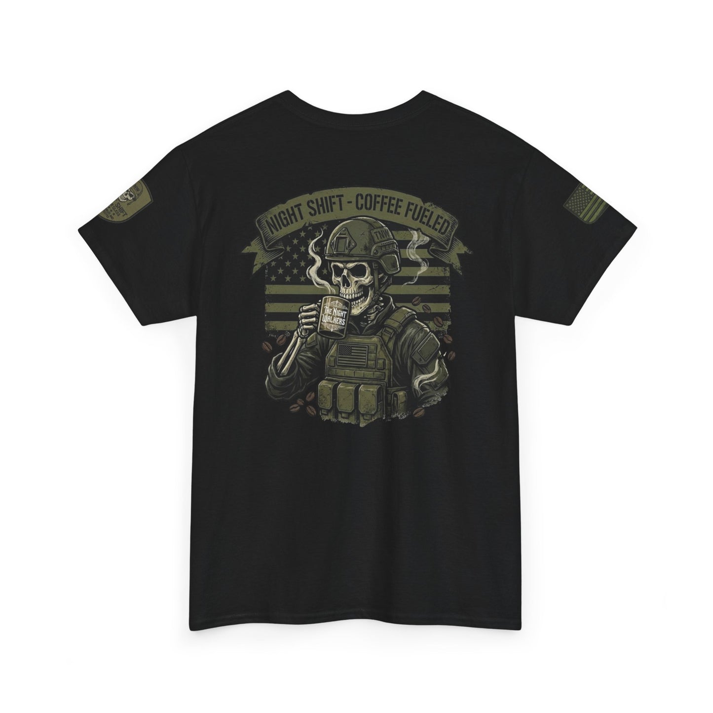"Night Shift, Coffee Fueled" Skull Tactical Tee