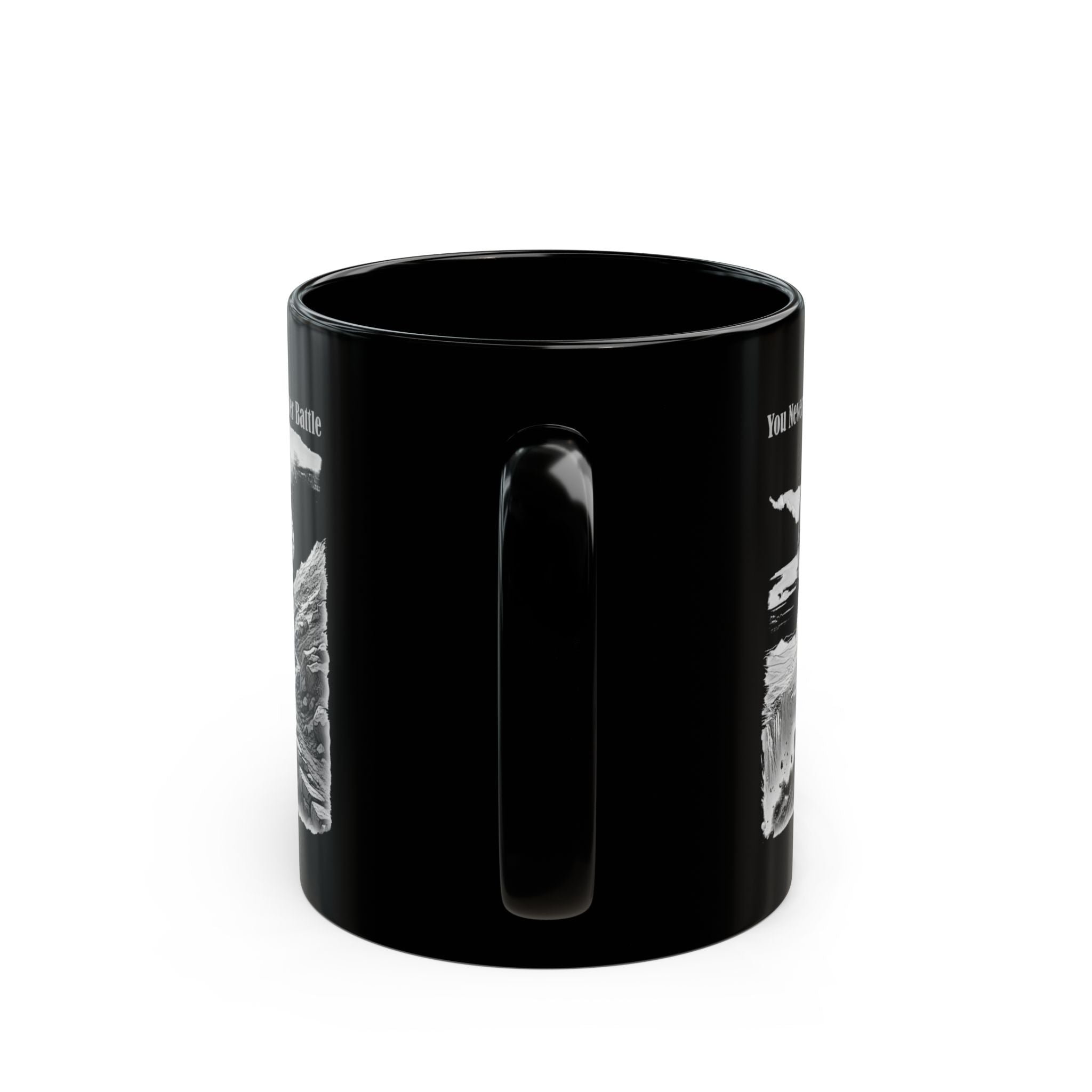 Black Ceramic Mug — 'You Never Know Someone's Inner Battle' Inspirational Mental Health Awareness (11oz/15oz)