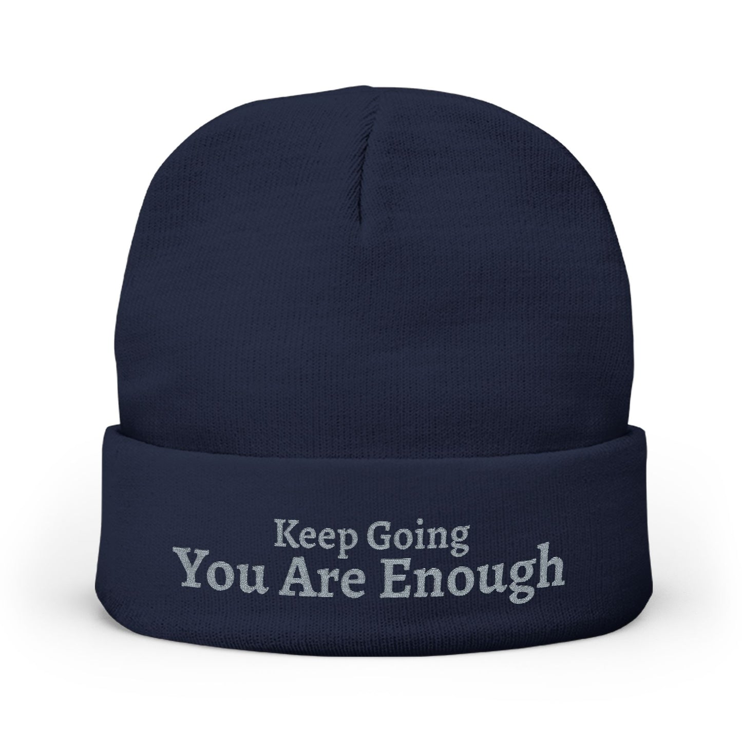 Gorro tejido "Eres Suficiente" — Bordado (oscuro)