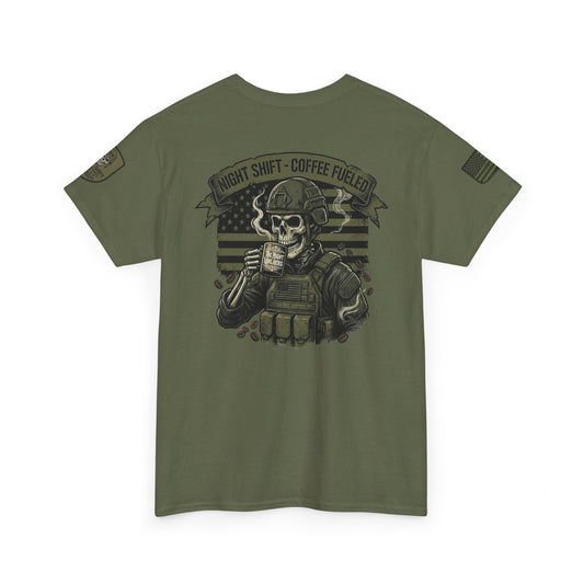 "Night Shift, Coffee Fueled" Skull Tactical Tee