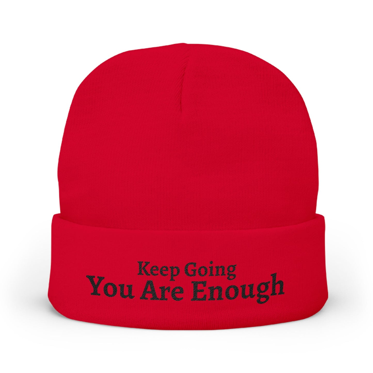 "You Are Enough" Knit Beanie — Embroidered