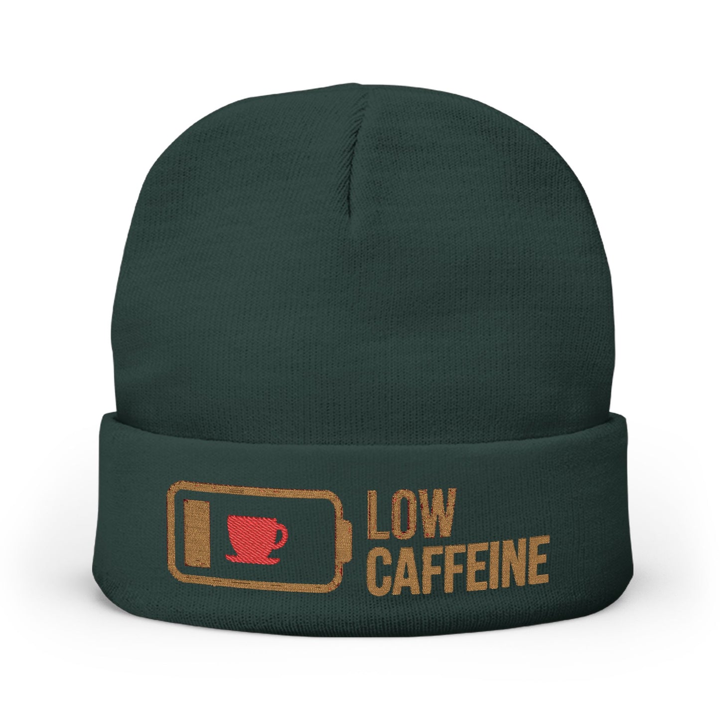 Low Caffeine Knit Beanie — Embroidered