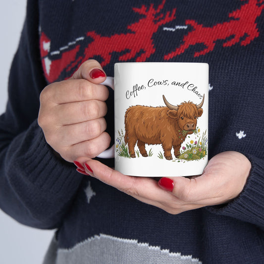 Highland Cow — "Coffee, Chaos, Cuddles" (11oz/15oz)