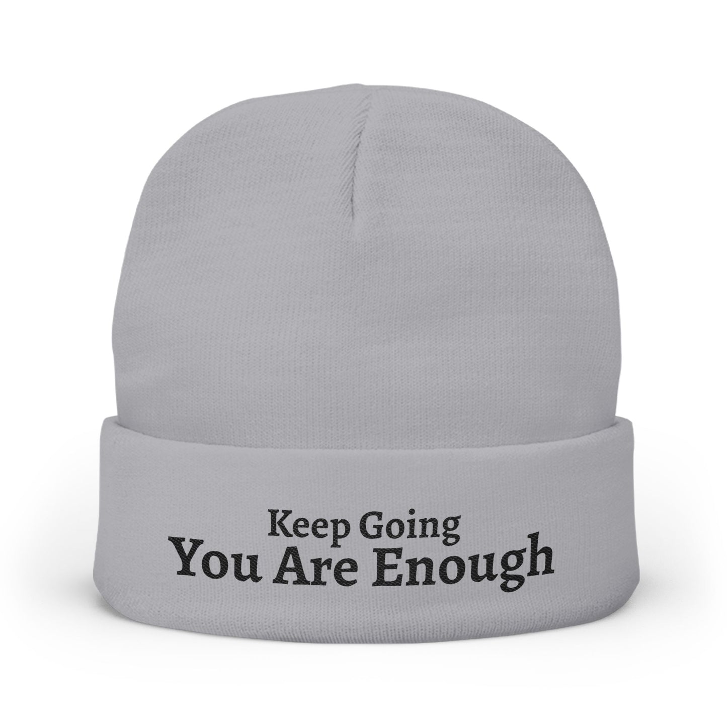 "You Are Enough" Knit Beanie — Embroidered